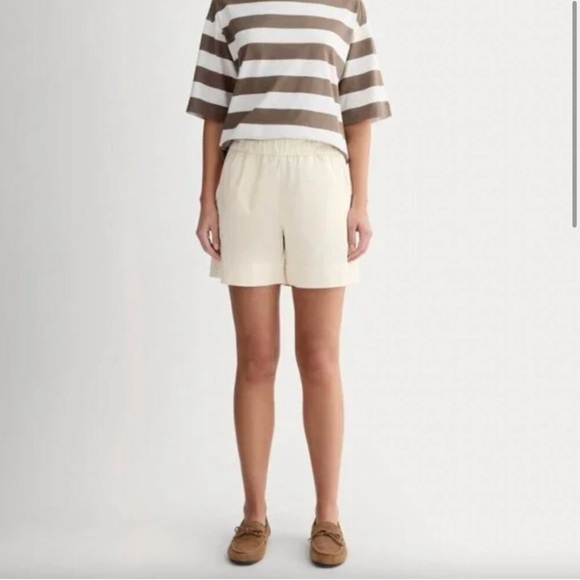 Everlane - women’s The Easy Shorts cream organic cotton blend pull on pants ZS 4 - Picture 2 of 10